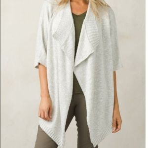 Prana Loose Knit Oversized Gray Birdie Open Front Draped Cardigan Sweater